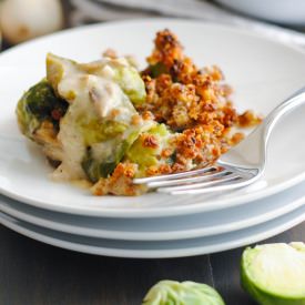 Horseradish Brussels Sprouts Gratin