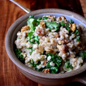 Kale and Walnut Barley Risotto