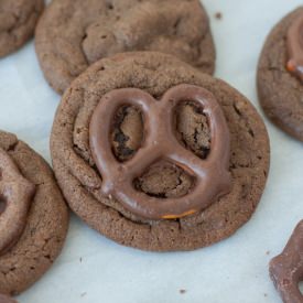 Chocolate Dipped Pretzel Cookies