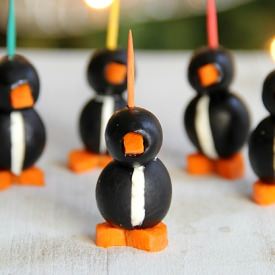 Olive and Cream Cheese Penguins