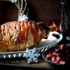 Cider & Clove Glazed Ham with Apple