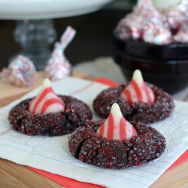 Chocolate Candy Cane Kiss Cookies