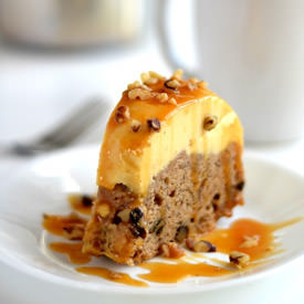 Banana Walnut Custard Topped Cake