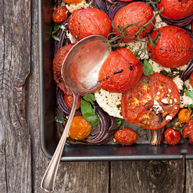 Warm Roasted Tomato Feta Salad