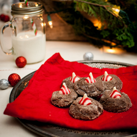 Chocolate Candy Cane Kiss Cookies