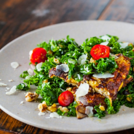 Kale Salad with Miso Mushroom Salad