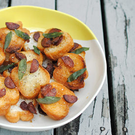 Duck Fat Croutons with Salami