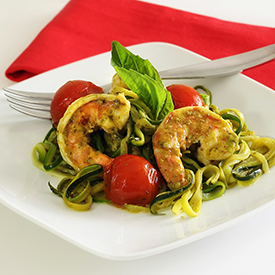 Shrimp & Pesto Zucchini Noodles