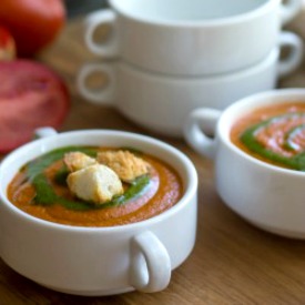 Roasted Tomato Soup with Basil Oil