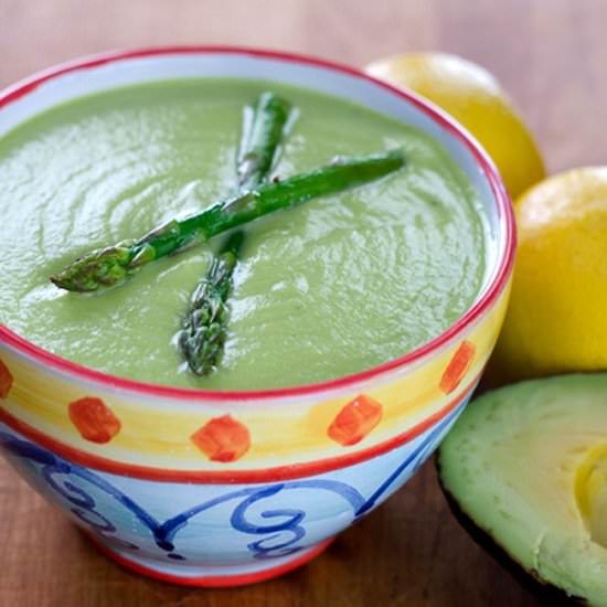 Roasted Asparagus Avocado Soup