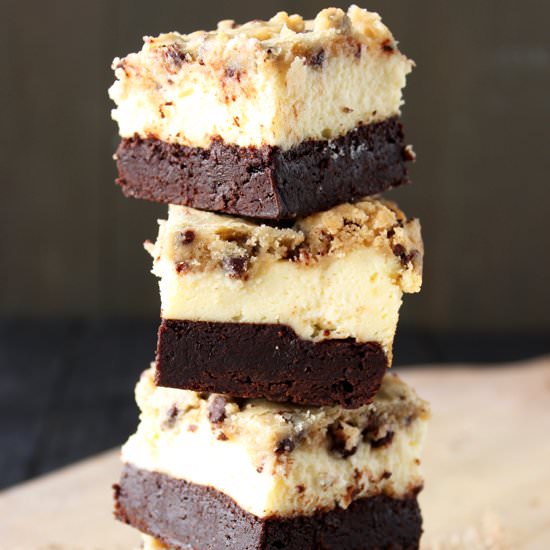 Brownie Cookie Dough Cheesecake Bar