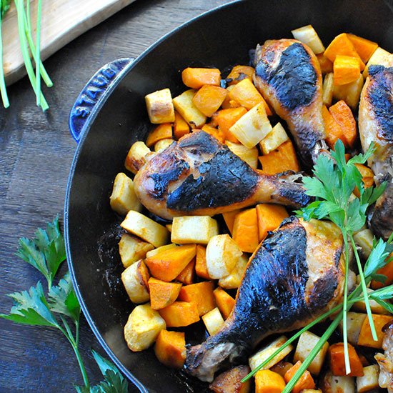 Crispy Chix & Root Veggies Skillet