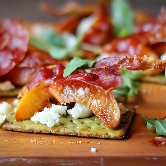 Peaches &Crispy Prosciutto Canapes