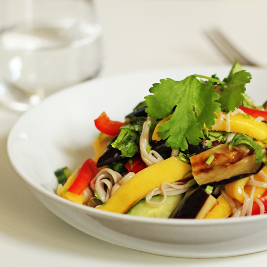 Mango, Aubergine, Soba Noodle Salad