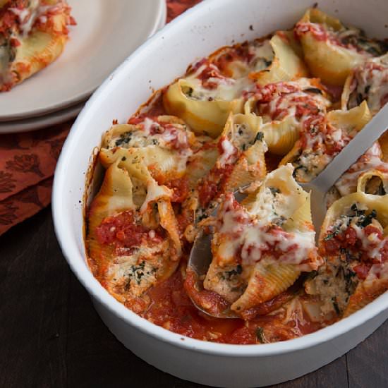 Cremini and Chard Stuffed Shells