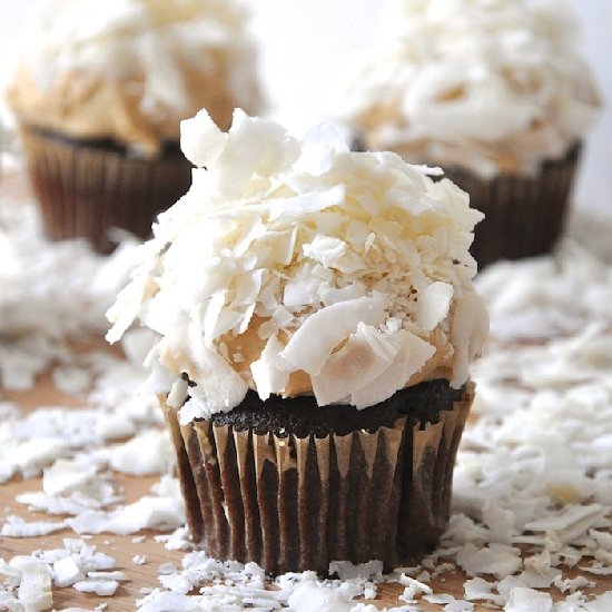 Chocolate + PB Coconut Cupcakes