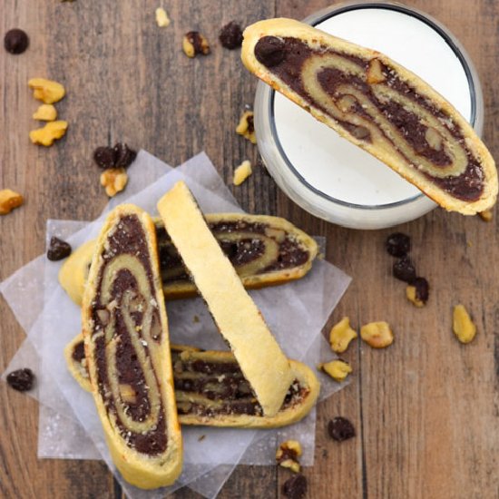 Chocolate Walnut Pinwheel Cookies