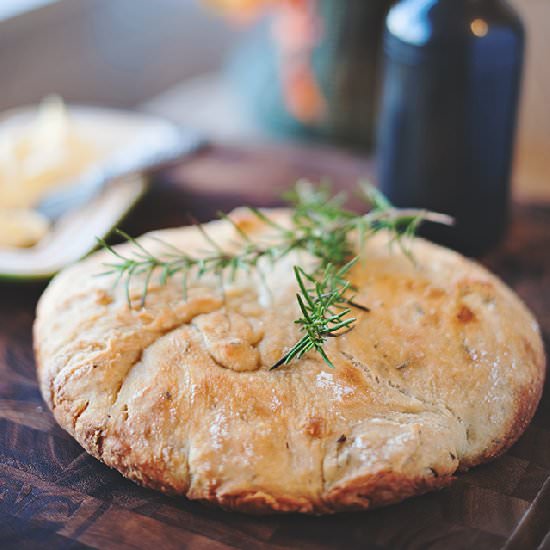 Rosemary-Olive Oil Dutch Oven Bread