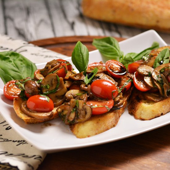 Mushroom and Fresh Tomato Bruschetta