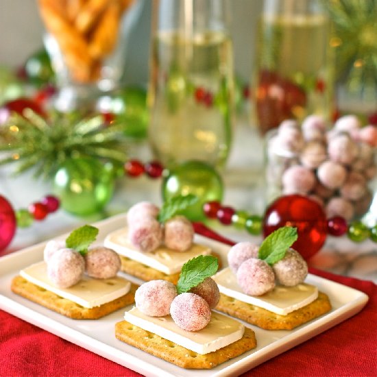 Brie Bites with Sugared Cranberries