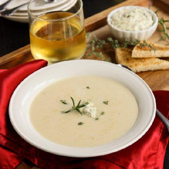 Potato Soup with Herby Butter