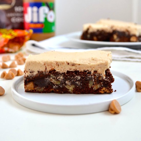 Peanut Butter Frosted Pecan Brownie