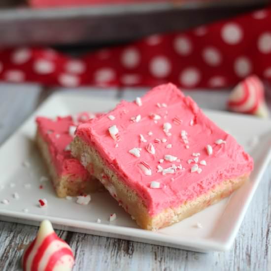 Candy Cane Kiss Sugar Cookie Bars