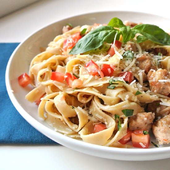 Chicken Sausage Tagliatelle Pasta