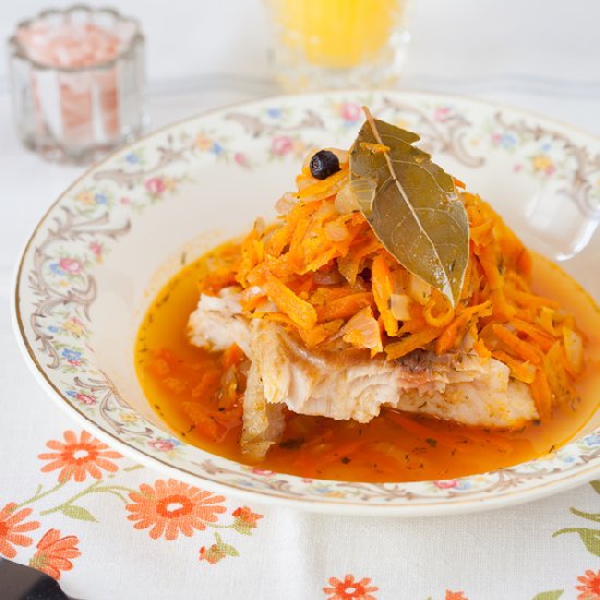 Pan Fried Fish with Carrot Sauce