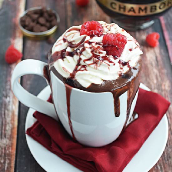 Boozy Raspberry Hot Chocolate