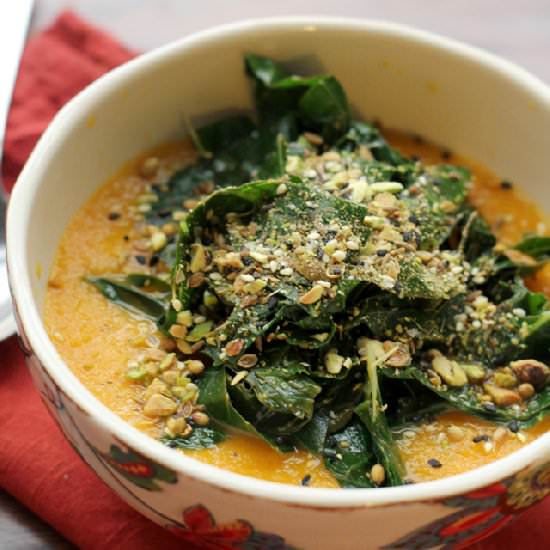 Carrot Soup with Tangled Collard