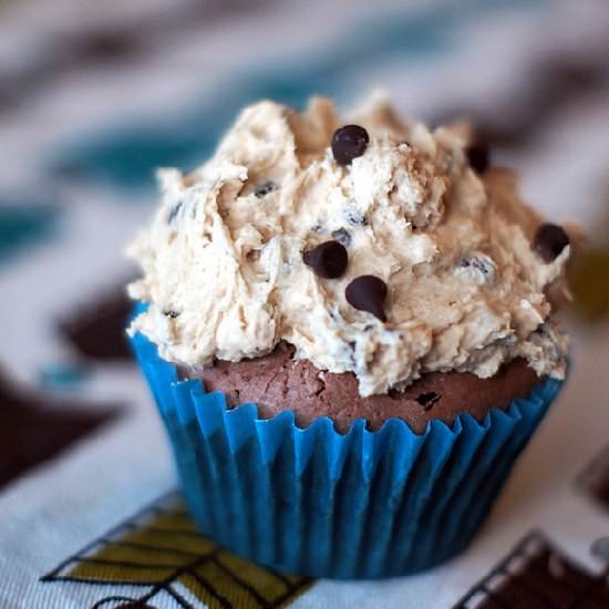 Fudge Cupcakes with Cookie Dough