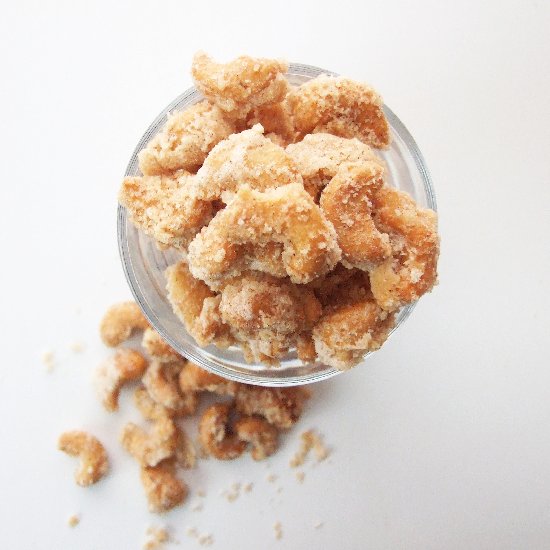 Cinnamon Sugar Coated Cashews.