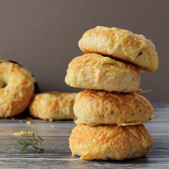 Asiago Cheese Bagels with Rosemary