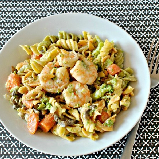 Light ‘n Creamy Rottini with Shrimp