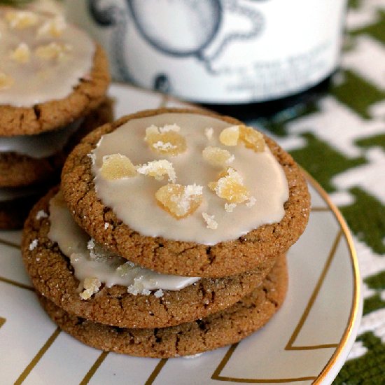 Rum Glazed Ginger Molasses Cookies