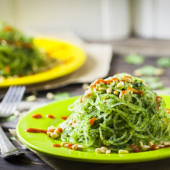 Kelp Noodles with Cilantro Pesto