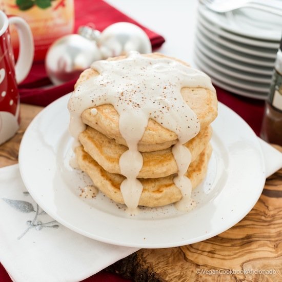 Vegan Eggnog Pancakes