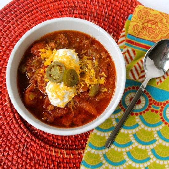 Slow Cooker Beanless Chili