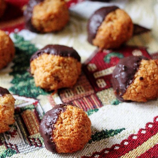 Vegan Chocolate Dipped Macaroons