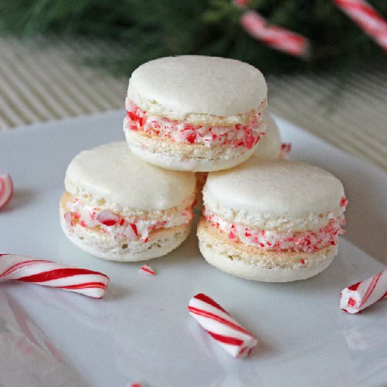 Candy Cane Macarons