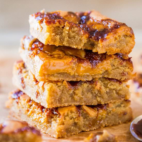 Hot Fudge & Salted Caramel Blondies