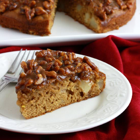 Caramel Pear and Walnut Cake