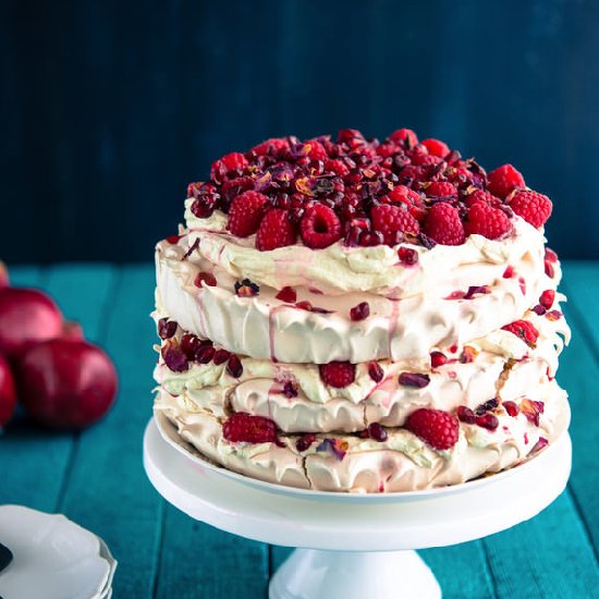 Raspberry Pomegranate Pavlova