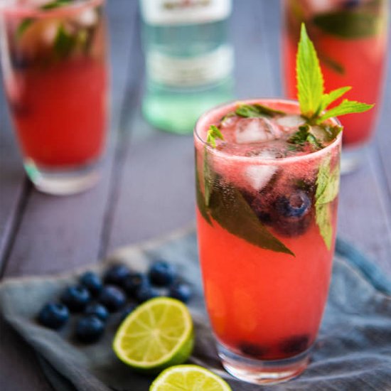 Watermelon and Blueberry Mojito