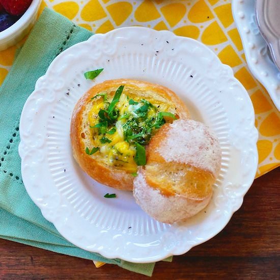 Baked Ham And Cheese Egg Bread Roll