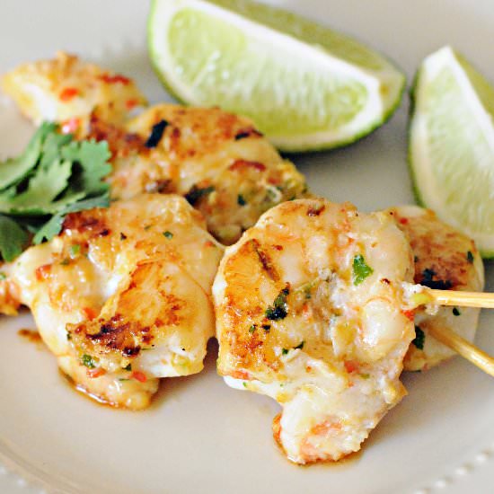 Asian Style Prawns on Skewers