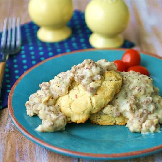 Gluten Free Sausage Gravy & Biscuit