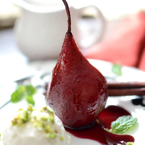 Pears Poached in Red Wine