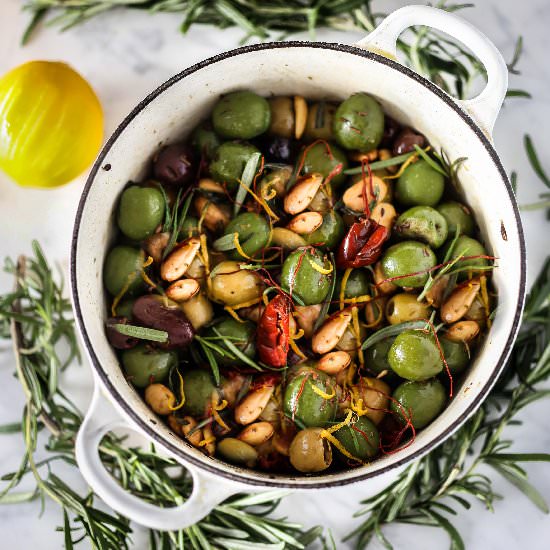 Warm Rosemary Olives & Almonds